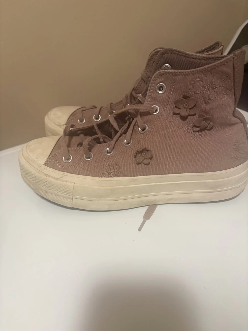 Converse High-Top Platform Sneakers in Dusty Rose